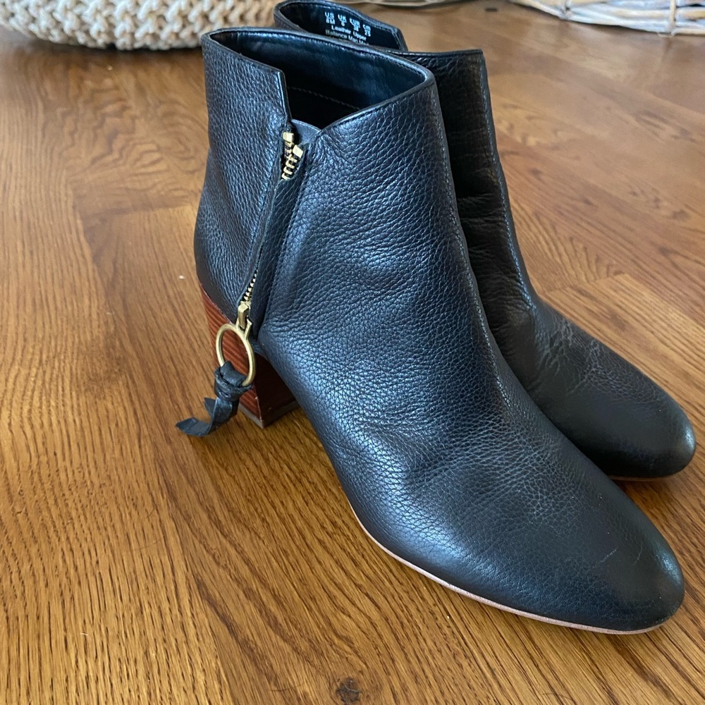 Franco Sarto Textured Black Ankle Boots